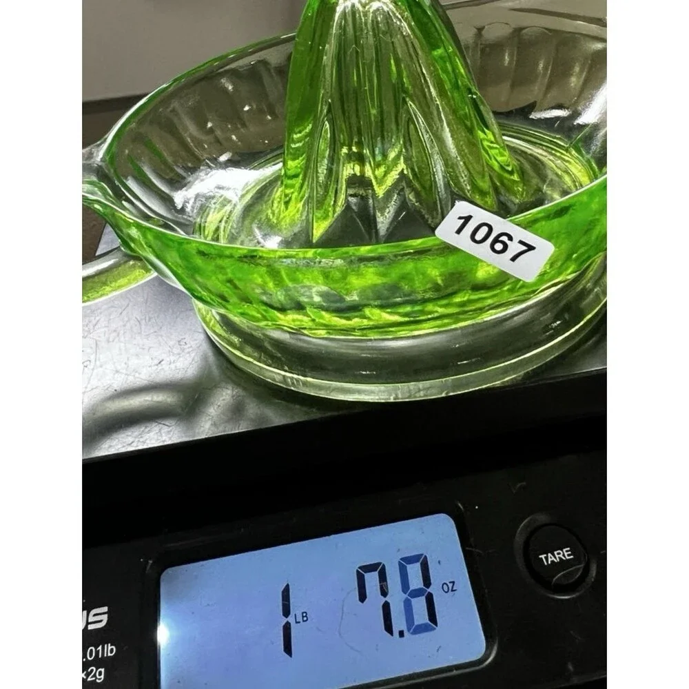 Vintage Green Depression Glass Juicer Reamer 6.5